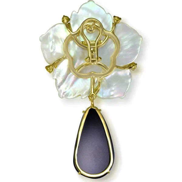 Pearl Earrings | Stud Earrings*Alex Soldier Gold Blossom Convertible Earrings with Carved Mother Of Pearl & Spinel
