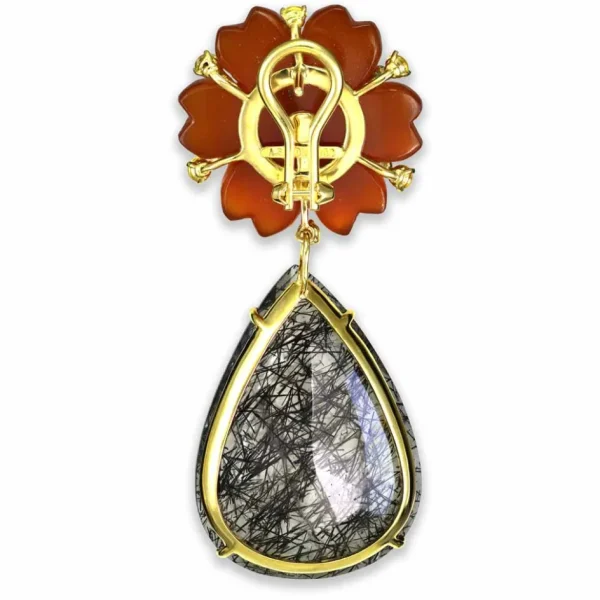 Sapphire Jewelry | Stud Earrings*Alex Soldier Gold Blossom Convertible Pear Earrings with Carved Carnelian