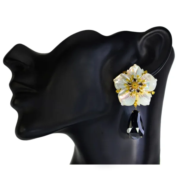 Pearl Earrings | Stud Earrings*Alex Soldier Gold Blossom Convertible Earrings with Carved Mother Of Pearl & Spinel
