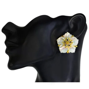 Pearl Earrings | Stud Earrings*Alex Soldier Gold Blossom Convertible Earrings with Carved Mother Of Pearl & Spinel