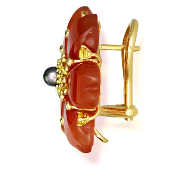 Sapphire Jewelry | Stud Earrings*Alex Soldier Gold Blossom Convertible Pear Earrings with Carved Carnelian