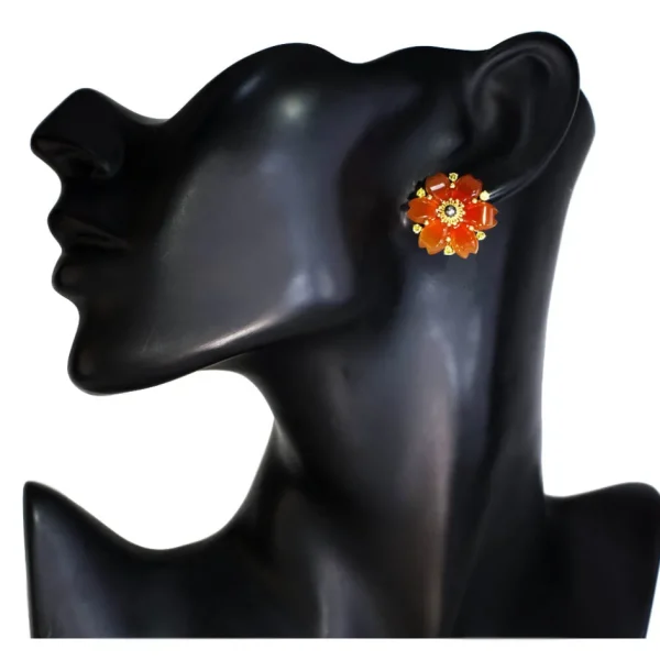 Sapphire Jewelry | Stud Earrings*Alex Soldier Gold Blossom Convertible Pear Earrings with Carved Carnelian