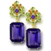 Drop Dangle Earrings | Amethyst Jewelry*Alex Soldier Gold Blossom Drop Earrings with Amethyst & Peridot