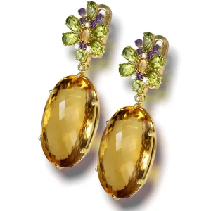 Drop Dangle Earrings*Alex Soldier Gold Blossom Drop Earrings with Citrine & Peridot
