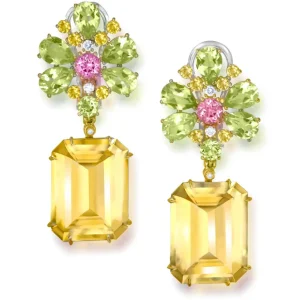 Stud Earrings*Alex Soldier Gold Blossom Earrings with Citrine & Lemon Quartz