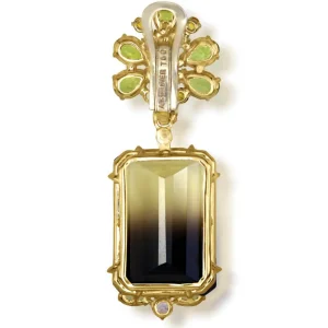 Stud Earrings*Alex Soldier Gold Blossom Earrings with Quartz, Peridot & Sapphire