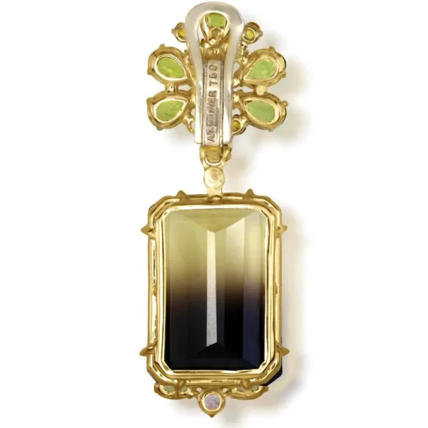Stud Earrings*Alex Soldier Gold Blossom Earrings with Quartz, Peridot & Sapphire