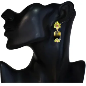 Stud Earrings*Alex Soldier Gold Blossom Earrings with Quartz, Peridot & Sapphire