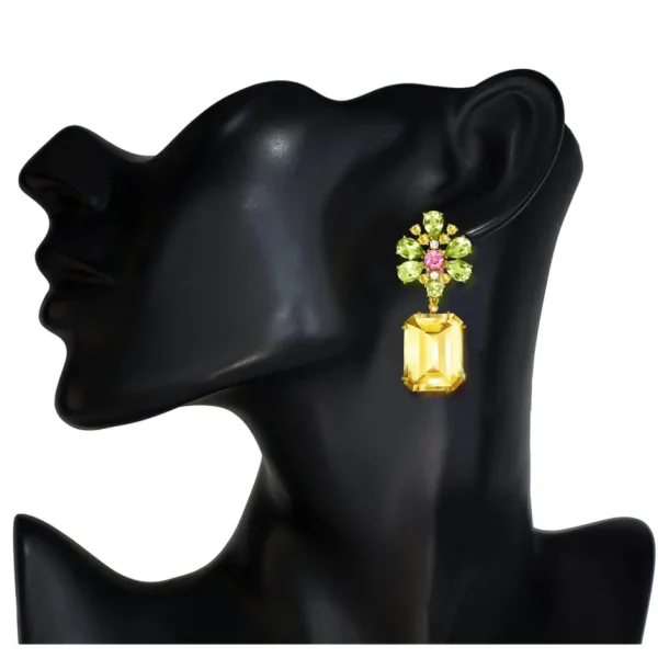Stud Earrings*Alex Soldier Gold Blossom Earrings with Citrine & Lemon Quartz