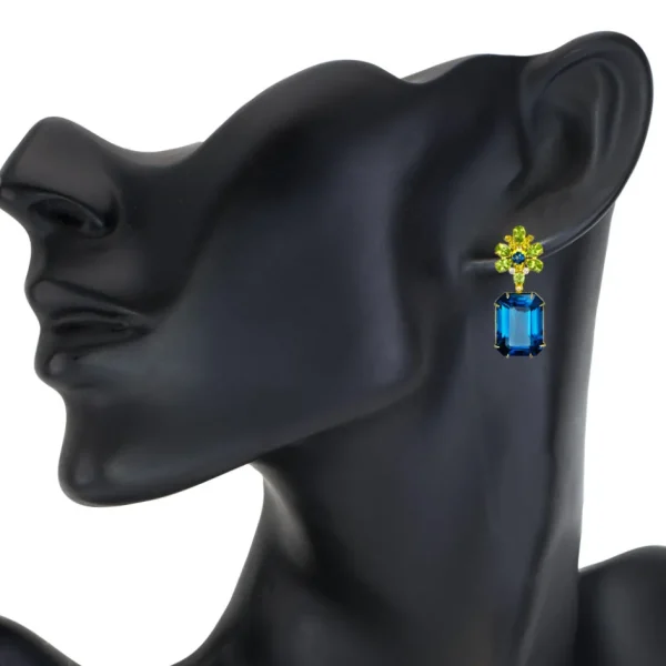 Stud Earrings*Alex Soldier Gold Blossom Earrings with London Blue Topaz