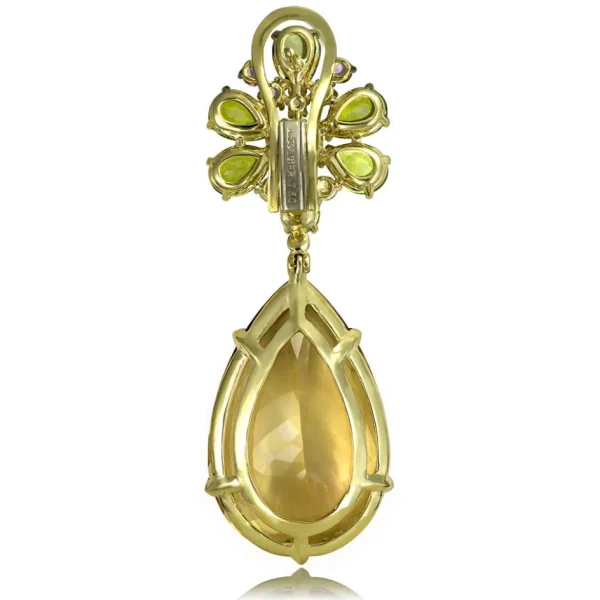 Stud Earrings*Alex Soldier Gold Blossom Pear Earrings with Champagne Quartz