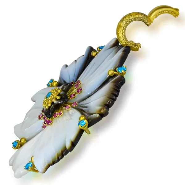 Pendants*Alex Soldier Gold Blossom Pendant Enhancer with Carved Mother Of Pearl