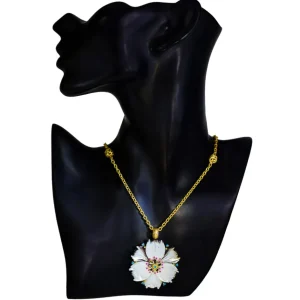 Pendants*Alex Soldier Gold Blossom Pendant Enhancer with Carved Mother Of Pearl