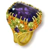 Amethyst Jewelry | Designer Rings*Alex Soldier Gold Blossom Ring with Amethyst, Peridot & Diamonds