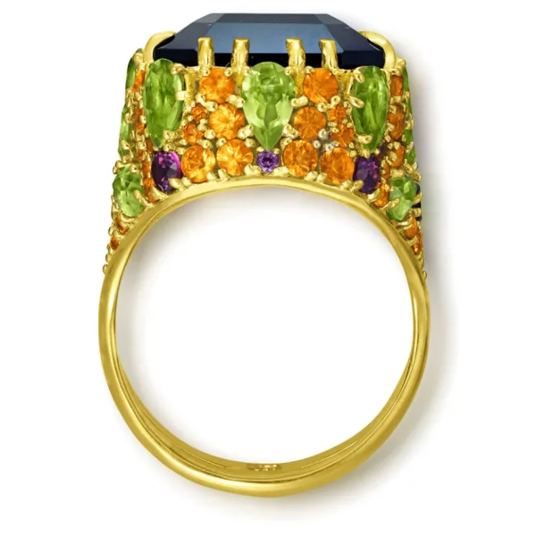 Amethyst Jewelry | Designer Rings*Alex Soldier Gold Blossom Ring with Amethyst, Peridot & Diamonds