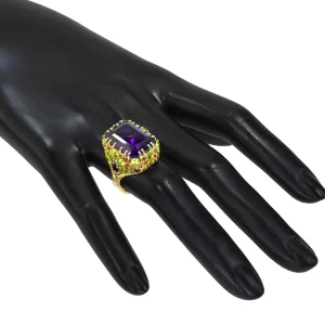 Amethyst Jewelry | Designer Rings*Alex Soldier Gold Blossom Ring with Amethyst, Peridot & Diamonds