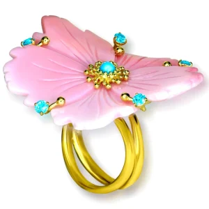 Designer Rings | Gold Rings*Alex Soldier Gold Blossom Ring with Carved Mother Of Pearl