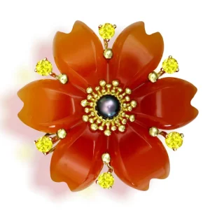 Designer Rings | Gold Rings*Alex Soldier Gold Blossom Ring with Carnelian & Sapphire
