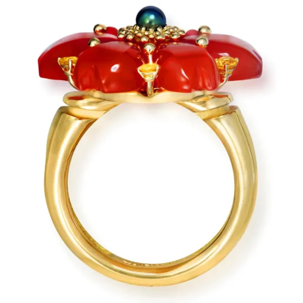 Designer Rings | Gold Rings*Alex Soldier Gold Blossom Ring with Carnelian & Sapphire
