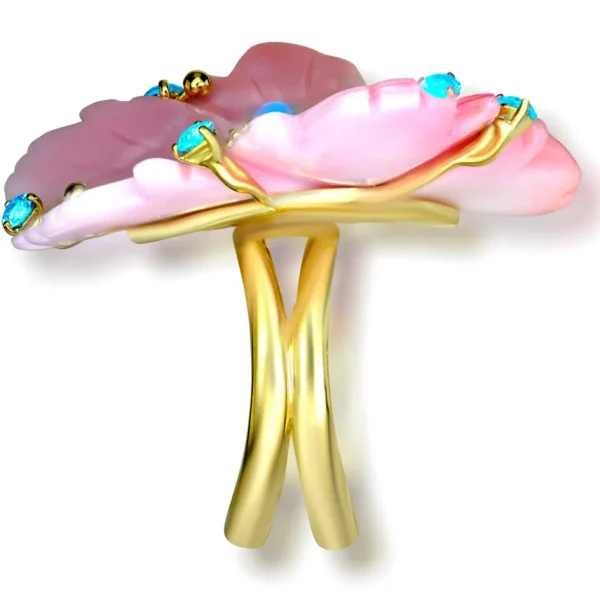Designer Rings | Gold Rings*Alex Soldier Gold Blossom Ring with Carved Mother Of Pearl