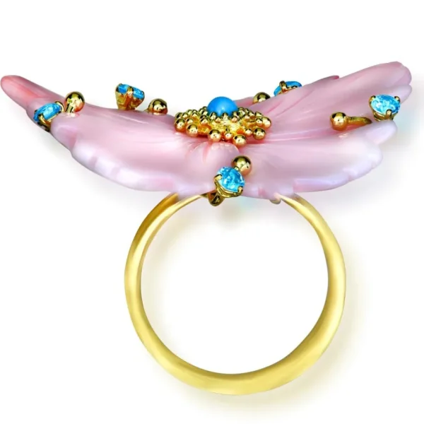 Designer Rings | Gold Rings*Alex Soldier Gold Blossom Ring with Carved Mother Of Pearl