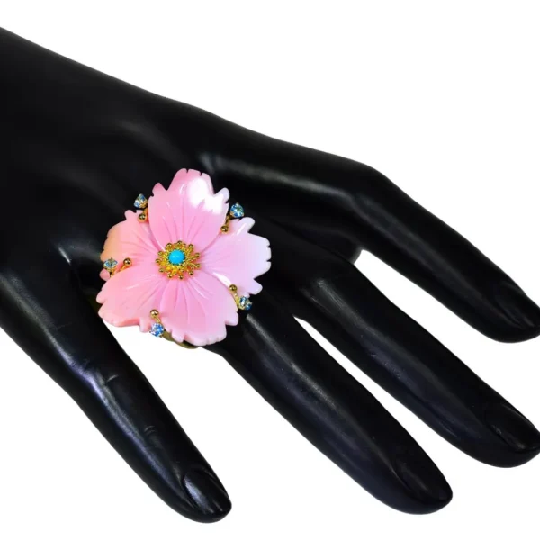 Designer Rings | Gold Rings*Alex Soldier Gold Blossom Ring with Carved Mother Of Pearl