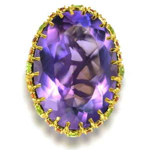Amethyst Jewelry | Designer Rings*Alex Soldier Gold Blossom Ring with Light Amethyst & Peridot