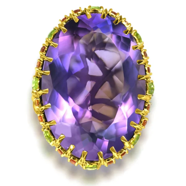 Amethyst Jewelry | Designer Rings*Alex Soldier Gold Blossom Ring with Light Amethyst & Peridot