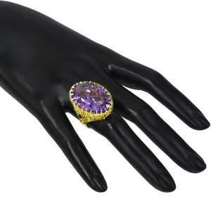 Amethyst Jewelry | Designer Rings*Alex Soldier Gold Blossom Ring with Light Amethyst & Peridot
