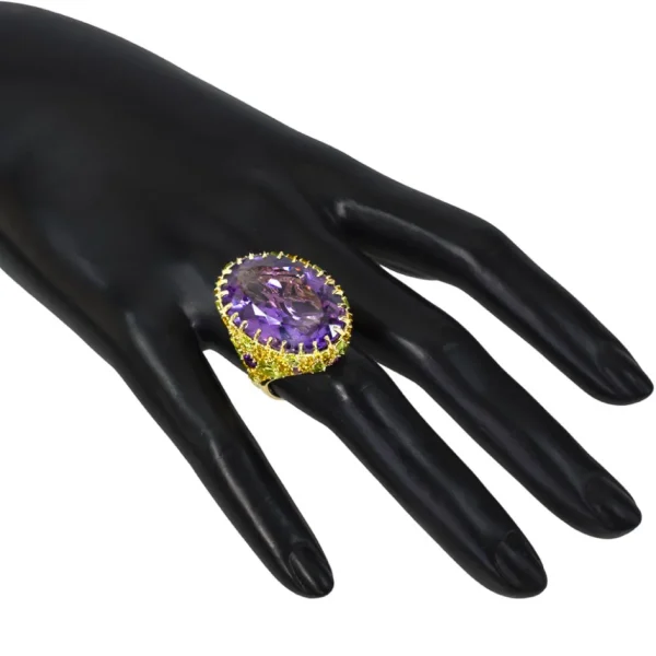 Amethyst Jewelry | Designer Rings*Alex Soldier Gold Blossom Ring with Light Amethyst & Peridot