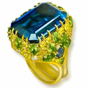Gold Rings*Alex Soldier Gold Blossom Ring with London Blue Topaz