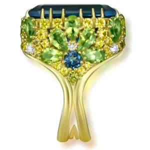 Gold Rings*Alex Soldier Gold Blossom Ring with London Blue Topaz