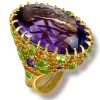 Designer Rings | Gold Rings*Alex Soldier Gold Blossom Ring with Oval Amethyst & Peridot