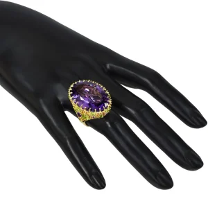 Designer Rings | Gold Rings*Alex Soldier Gold Blossom Ring with Oval Amethyst & Peridot
