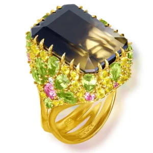 Gold Rings | Peridot Jewelry*Alex Soldier Gold Blossom Ring with Quartz, Peridot & Sapphire