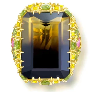 Gold Rings | Peridot Jewelry*Alex Soldier Gold Blossom Ring with Quartz, Peridot & Sapphire