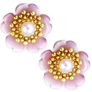 Pearl Earrings | Stud Earrings*Alex Soldier Gold Blossom Stud Earrings with Pearls
