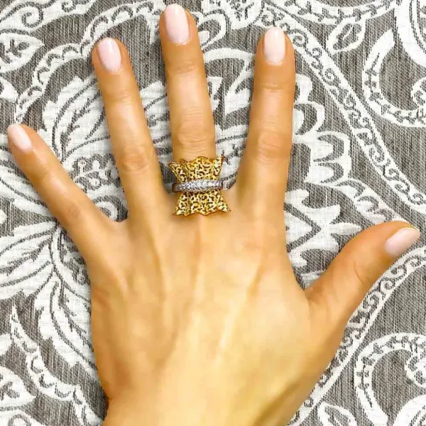 Designer Rings | Gold Rings*Alex Soldier Gold Bowtie Ring with Diamonds