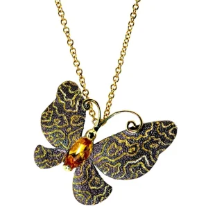 Pendants*Alex Soldier Gold Butterfly Pin, Pendant with Citrine