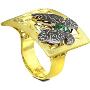 Designer Rings | Gold Rings*Alex Soldier Gold Butterfly Ring with Tourmaline