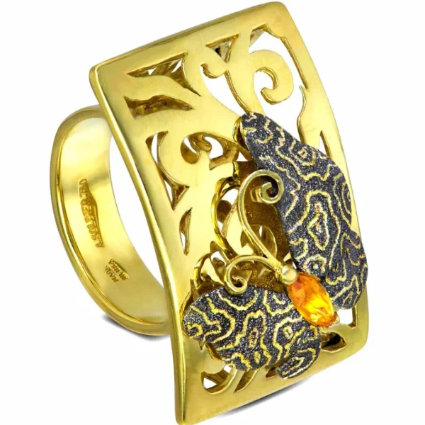 Gold Rings*Alex Soldier Gold Butterfly Ring with Citrine