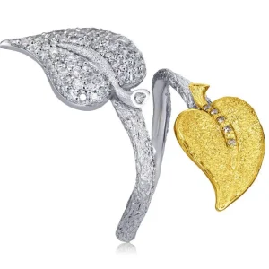 Gold Rings | Designer Rings*Alex Soldier Gold Bypass Leaf Ring with Diamonds