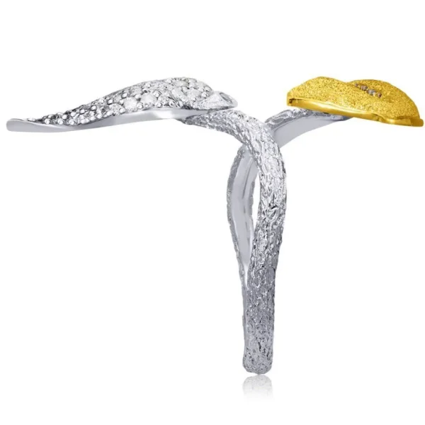 Gold Rings | Designer Rings*Alex Soldier Gold Bypass Leaf Ring with Diamonds