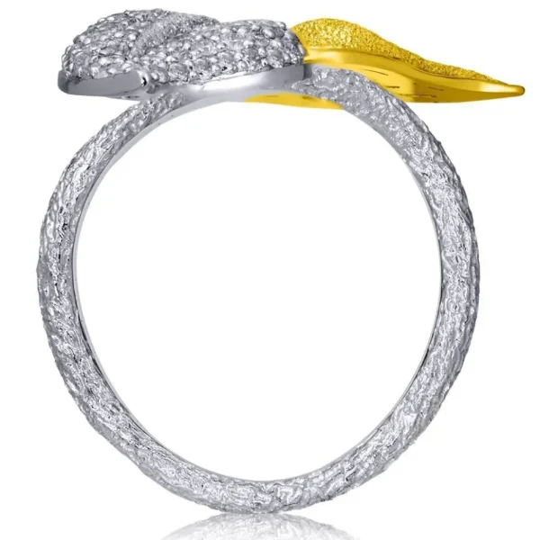 Gold Rings | Designer Rings*Alex Soldier Gold Bypass Leaf Ring with Diamonds