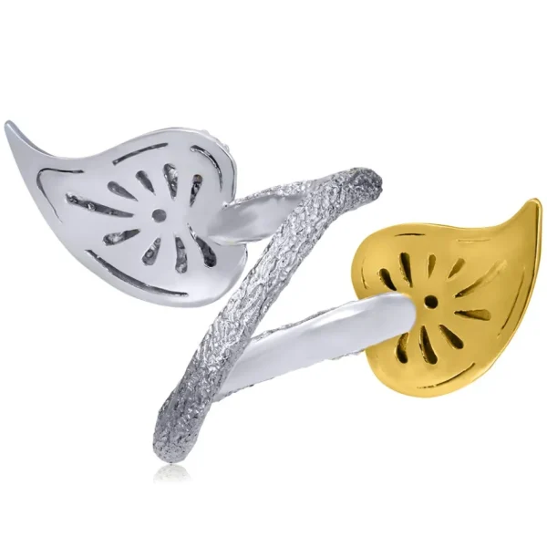 Gold Rings | Designer Rings*Alex Soldier Gold Bypass Leaf Ring with Diamonds