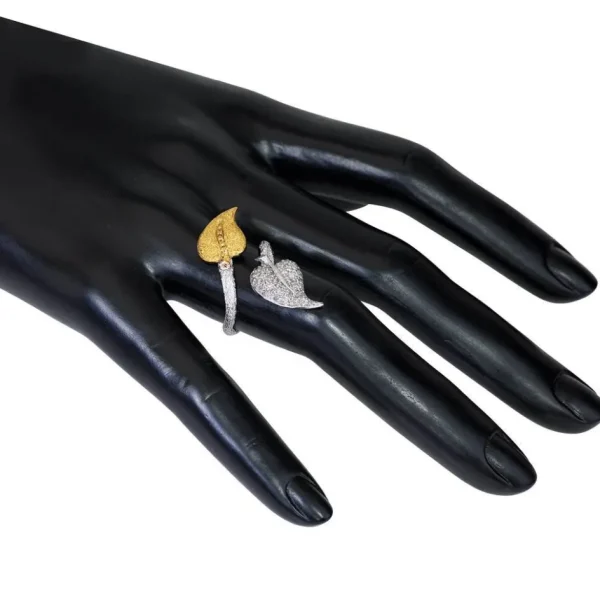 Gold Rings | Designer Rings*Alex Soldier Gold Bypass Leaf Ring with Diamonds