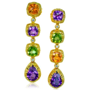 Citrine Jewelry | Drop Dangle Earrings*Alex Soldier Gold Byzantine Drop Earrings with Gemstones