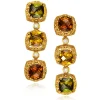 Drop Dangle Earrings*Alex Soldier Gold Byzantine Drop Earrings with Tourmalines