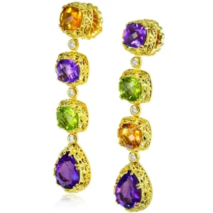 Citrine Jewelry | Drop Dangle Earrings*Alex Soldier Gold Byzantine Drop Earrings with Gemstones