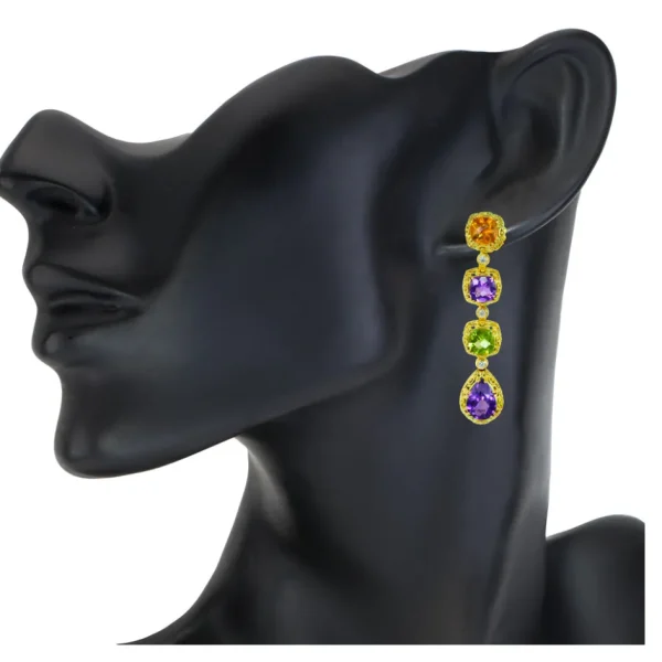 Citrine Jewelry | Drop Dangle Earrings*Alex Soldier Gold Byzantine Drop Earrings with Gemstones